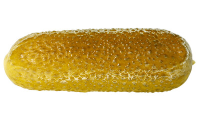 Pickled cucumber isolated on a transparent background. Top view.
