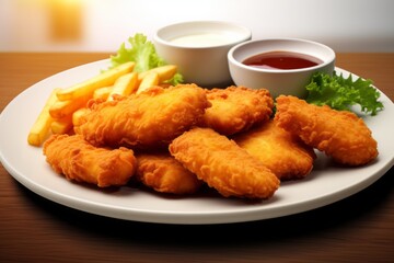 Delicious Nuggets. Traditional American cuisine. Popular authentic dishes. Background with selective focus
