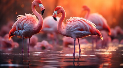 Photo closeup of African Greater flamingo in the water