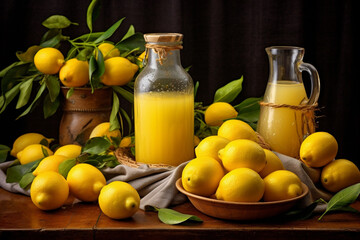 Capture the freshness of lemons and their delicious juice in a beautifully illuminated product photoshoot. Ai generated