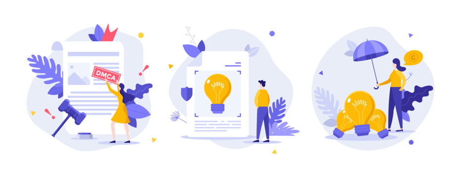 Set of Business Character Scenes. Vector Illustration