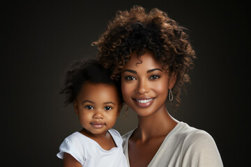Mother holds her little daughter girl on white background