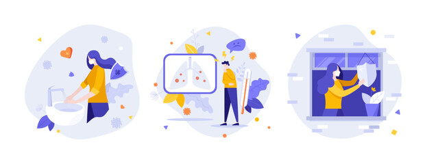 Set of Business Character Scenes. Vector Illustration