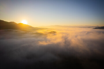 sunset over the river
