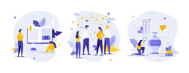 Set of Business Character Scenes. Vector Illustration