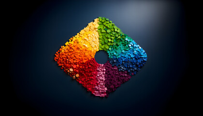 A Spectrum of multi colored elements aligned. Rainbow, abstract background, AI generated.