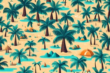 Fototapeta na wymiar seamless background with palm trees