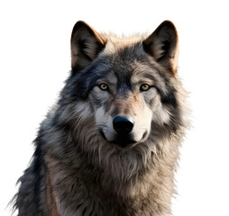 Grey Wolf (Canis lupus) Portrait on transparent background (png)