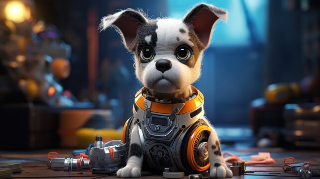 robot dog or animal pet toy with surprised expression