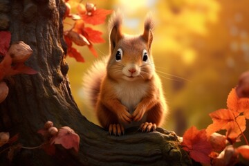 cute squirrel in autumn
