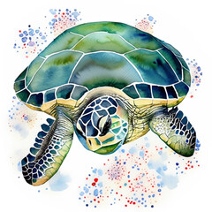 Żółw morski ilustracja - obrazy, fototapety, plakaty