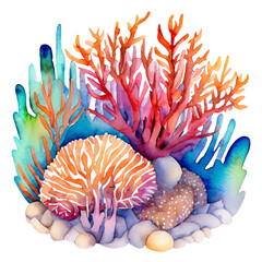Koralowce rafa koralowa ilustracja - obrazy, fototapety, plakaty