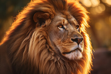 Fototapeta premium Closeup of male Lion animal face.