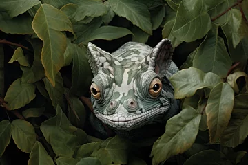 Selbstklebende Fototapeten Camouflaged chameleon blending into its environment © Maxim