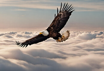 Majestic Eagle in Flight, 
Soaring Bald Eagle, 
Graceful Eagle Wings, 
Powerful Bird of Prey