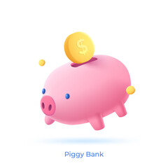 3d cartoon icon. Banking vector illustration