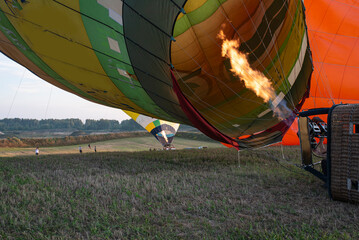 Obraz premium View of the inside of the balloon with fire