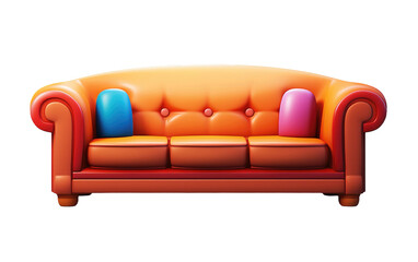 Sofa in 3D Cartoon on isolated background