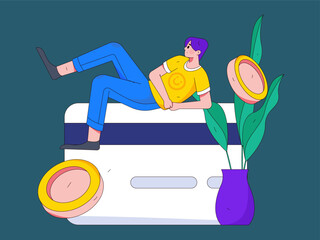 Internet financial management investment flat vector concept operation hand drawn illustration
