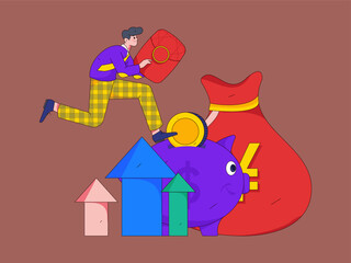 Internet financial management investment flat vector concept operation hand drawn illustration
