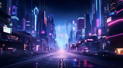 Foto op Plexiglas Peking Futuristic cyberpunk street neon city