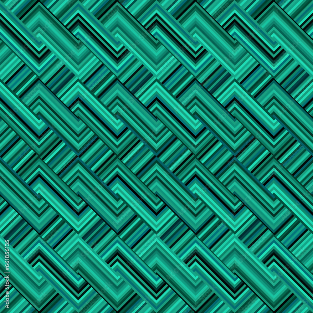 Leinwandbilder Seamless vector pattern. Tile herringbone geometric pattern . Emerald green malachite colors. Regular herringbone tile..