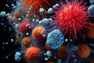 Viruses, bacteria macro, microbiology concept