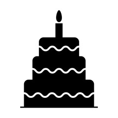 Sweet cake icon, bakery dessert food symbol, happy birthday day graphic vector illustration