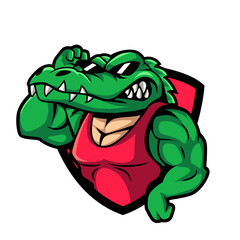 The illustration of the crocodile with good pose using black eyeglasses