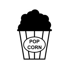 Popcorn food design icon, web corn box snack flat vector illustration element
