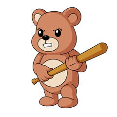 Obraz premium gangsta teddy bear with baseball bat illustration