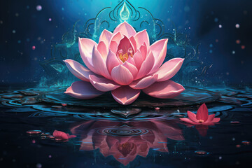 Spiritual background with lotus and sacred geometry - obrazy, fototapety, plakaty