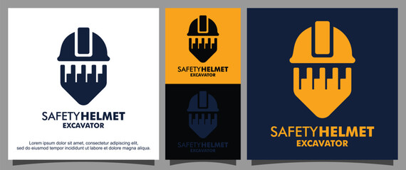 Helmet worker project logo template
