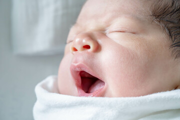 close up of a baby newborn Happy and healthy