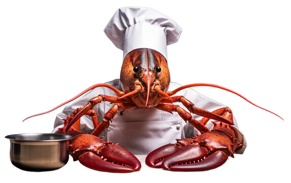 Lobster in Chef Attire on isolated background