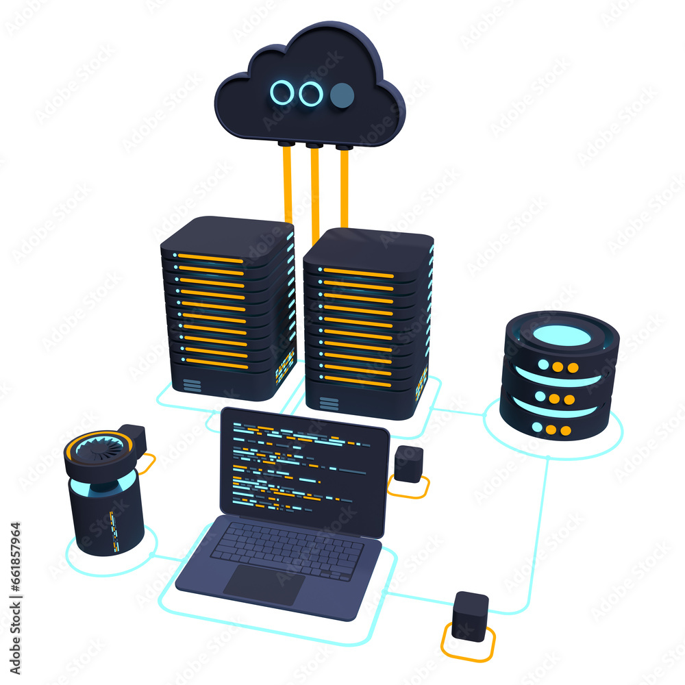 Poster cloud technology computing concept. modern cloud technology. data center isometric concept. 3d cloud