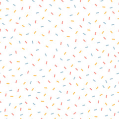 Seamless Bright confetti vector party pattern. Colorful sugar sprinkle design on a white background.