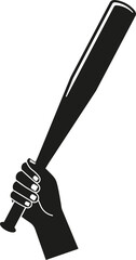 Hand holding a baseball bat icon. Vector. Flat design.