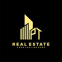PT Initials Real Estate Logo Vector Art  Icons  and Graphics
