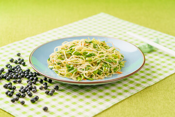 Korean bean sprouts on a green and fresh background