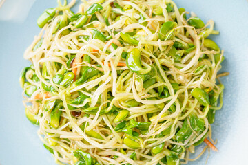 Korean bean sprouts on a green and fresh background