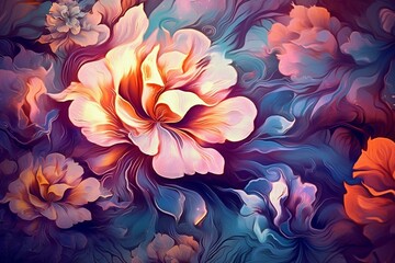 Stunning abstract floral background. Generative AI - obrazy, fototapety, plakaty