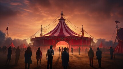 Fototapeta na wymiar Circus tent with people