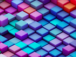 3d render. background of colorful cubes, abstract background.