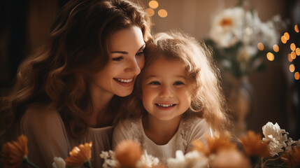 Fototapeta na wymiar Happy smiling mother and daughter