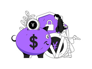 Internet financial management investment flat vector concept operation hand drawn illustration
