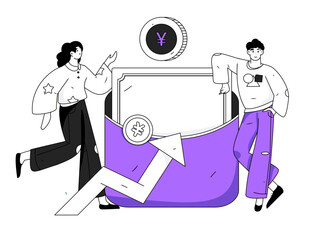 Internet financial management investment flat vector concept operation hand drawn illustration
