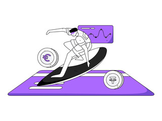 Internet financial management investment flat vector concept operation hand drawn illustration
