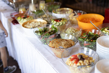 Delicious salad buffet at a wedding reception