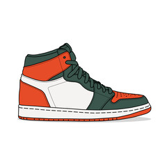 Orange, green and white shoe, isolated on white - obrazy, fototapety, plakaty